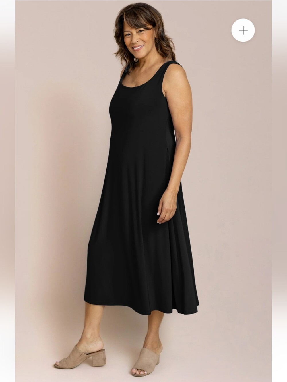 SYMPLI Sleeveless Square Neck Fit & Flare Dress - Black Sz 6